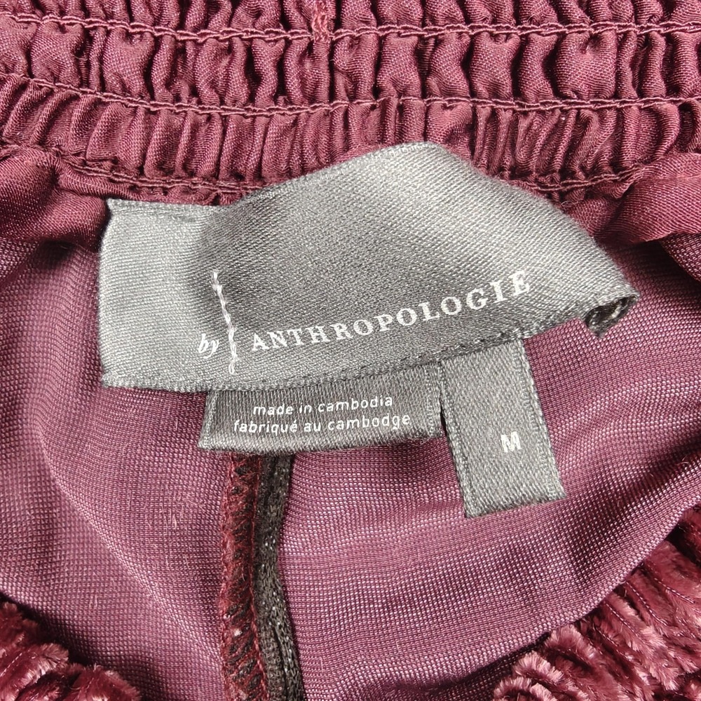 Anthropologie Pants Womens M Red Velvet Harem Elastic Waist Cuffed Pockets - Picture 4 of 13